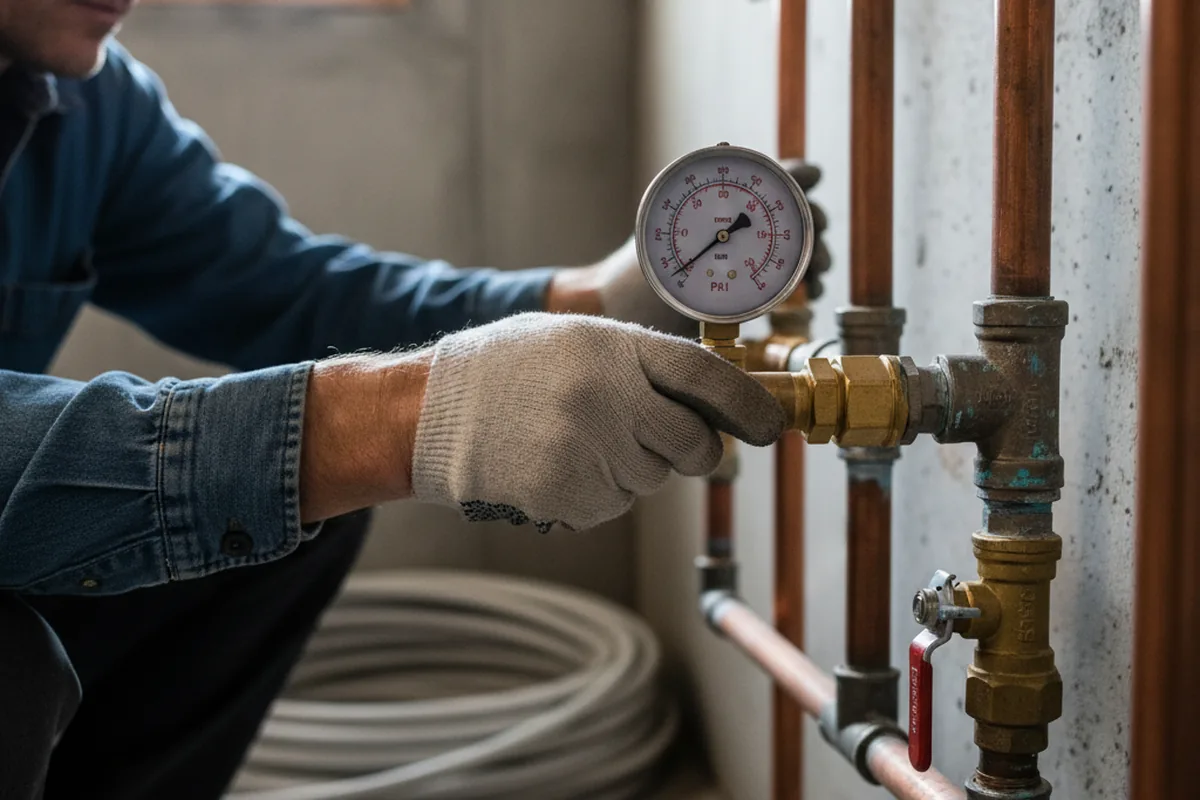 Pressure testing a repaired line during Water Line Repair in Milton